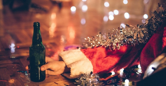 drunk Santa at Christmas party