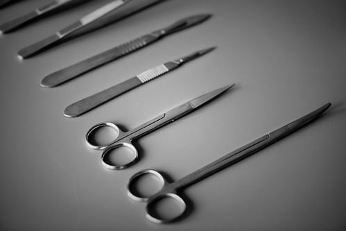 medical scissors on a table